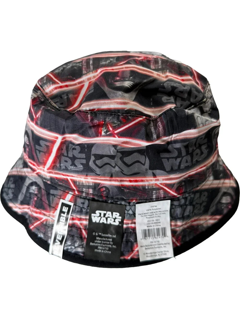 3 pc Lot: Star Wars Reversible Bucket Hat Youth Boys One Size Stormtrooper Print